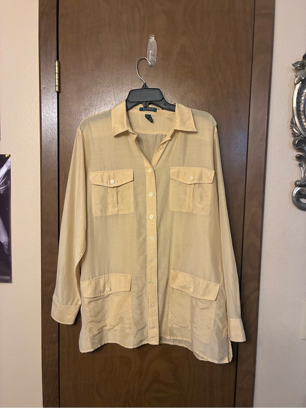 Ralph Lauren Long-Sleeve Button-Front Shirt Jacket - Pale gold